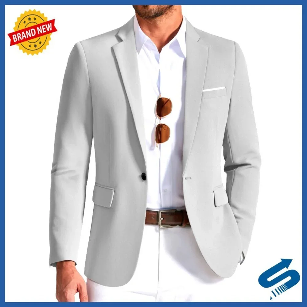Lightweight One Button Sport Coat Blazer Regular Fit Polyester Spandex